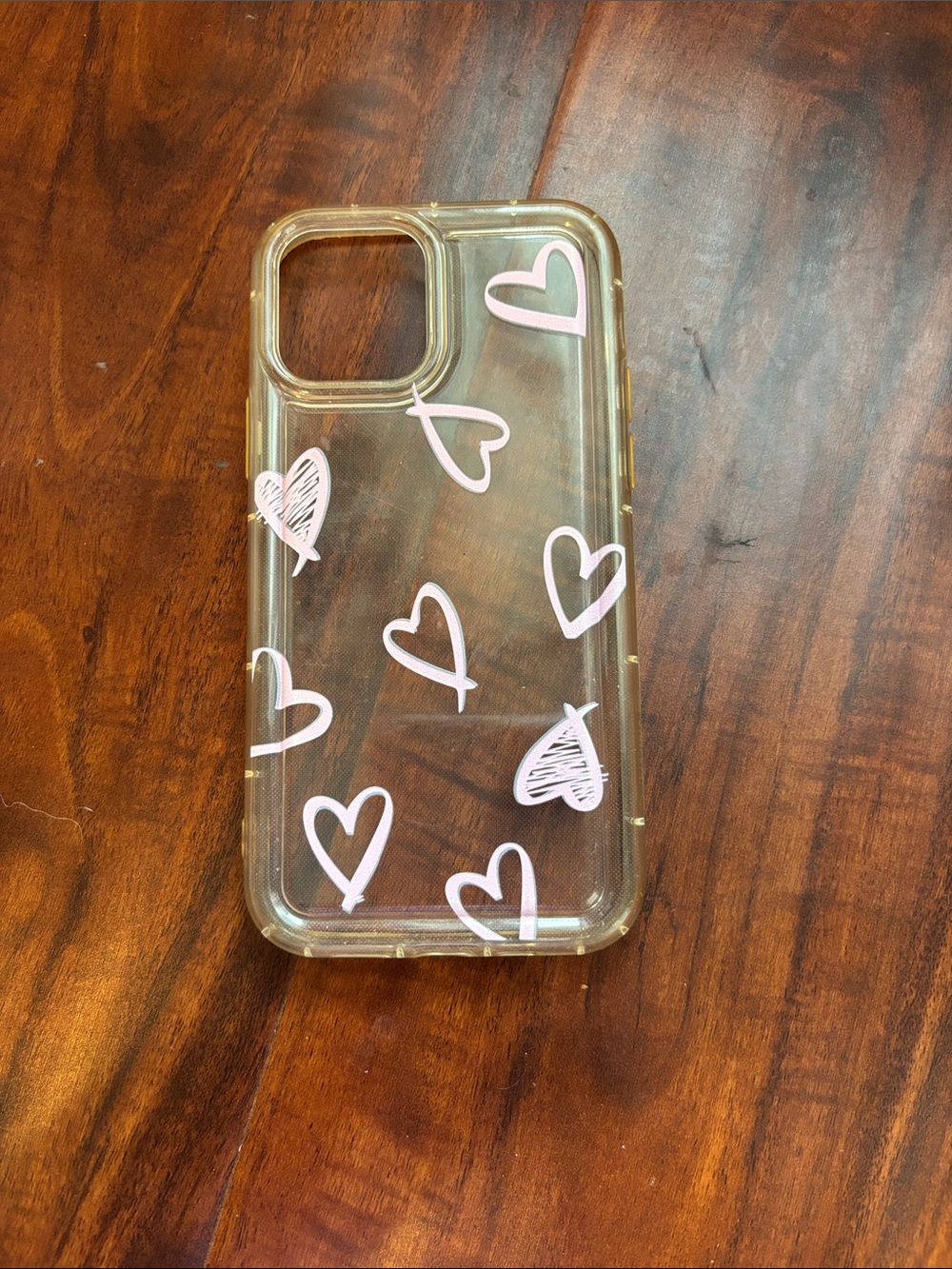 Clear Pink Heart Pattern Phone Case